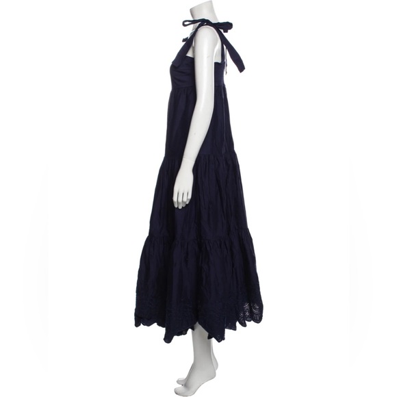 NWOT JASON WU Navy Blue Maxi Embroidered Dress - Picture 3 of 4